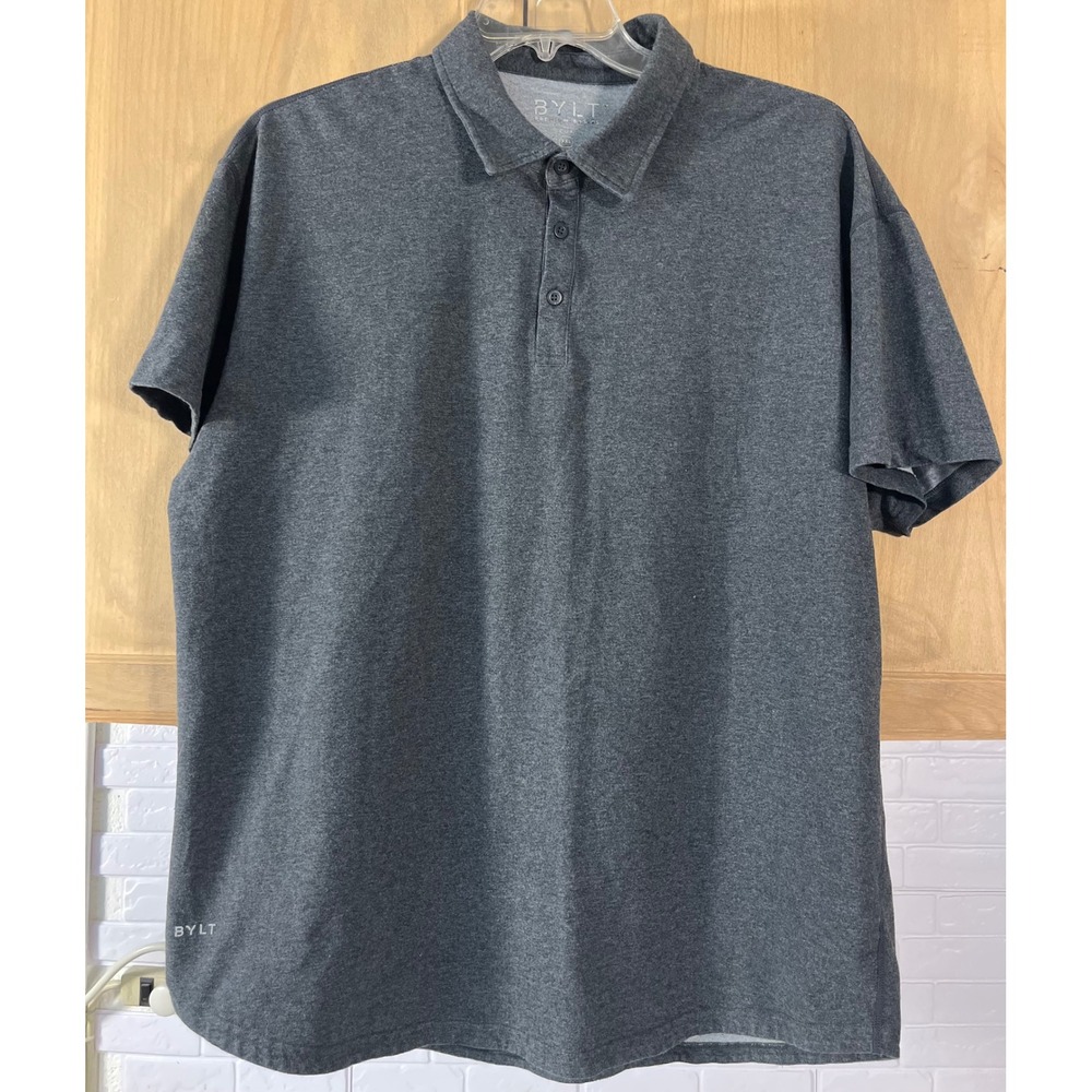 BYLT Polo Mens XXL Charcoal Grey Lux Short Sleeve Premium Basics Shirt